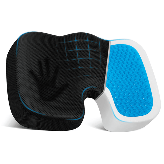 CSD42SCOC0000BK Gel Seat Cushion, Cool Gel & Ergonomic Memory Foam Cushion for Office Chair Cushion - Coccyx Tailbone Sciatica & Back Pain Relief - Desk Chair Cushion for Long-Sitting Office Workers, Drivers(Black)