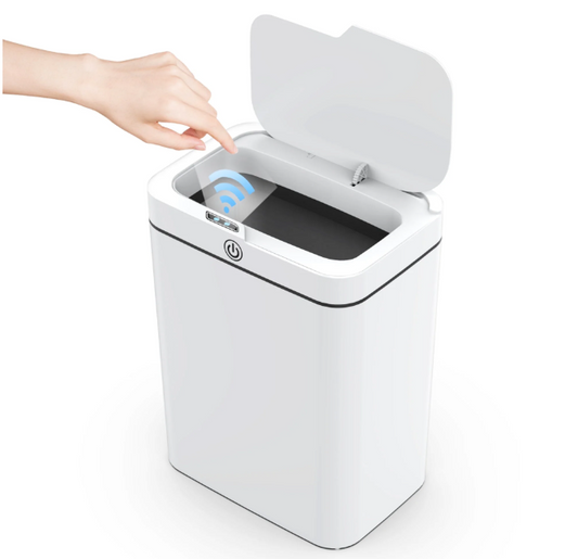 CSD00IFPL0001BLGM  Small Bathroom Trash Cans with Lid, 3.95 Gallon Touchless Trash Bin, Automatic Trash Cans Touchless, Slim Waterproof Smart Trash Can for Bedroom, Bathroom, Office, Living Room, Toilet, RV