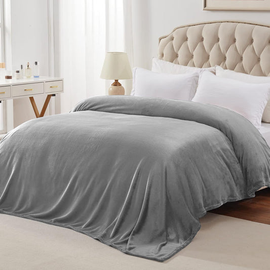 Queen Bed Blanket, Ultra Soft Throws for Couch Bed RV, Lightweight Cozy Bed Blanket for All Seasons, Decor & Giftable Gray Blanket for Women Men 90x90 in
