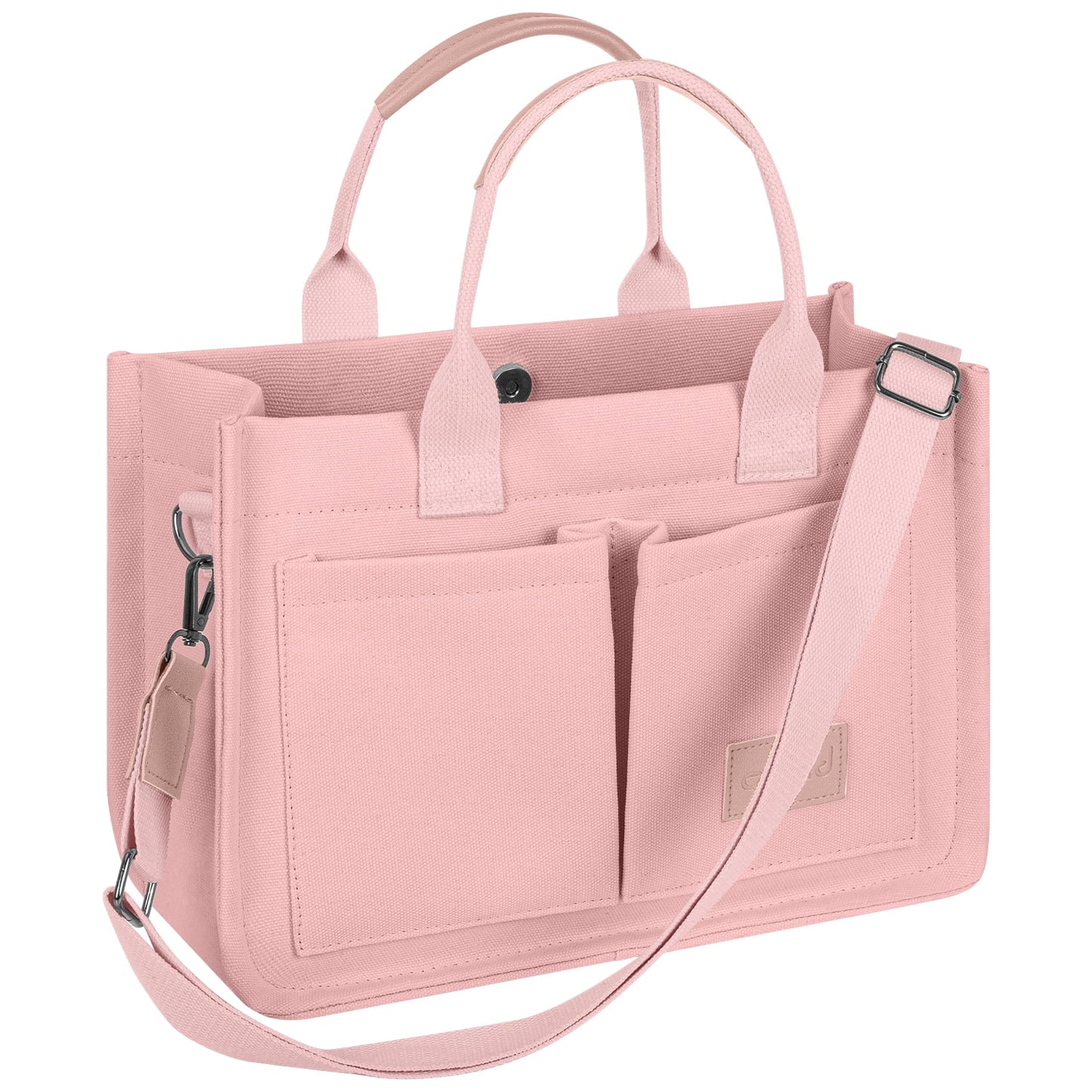 CSD01CTBH0000PK  Canvas Tote Bag with Multi-Pocket for Women, Large Crossbody Shoulder Handbag Everything Tote Bag with Compartments, Laptop Work Bags Shoulder Travel Messenger Gym Totes, Pink