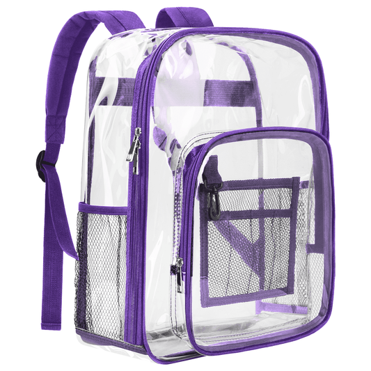 CSD47HDCB0000PP 16" Large Clear Backpack, Heavy Duty PVC Transparent Backpack Stadium Approved with Reinforced Strap College Bookbag with Front Pocket for Workplace Stadium Travel Security Festival College