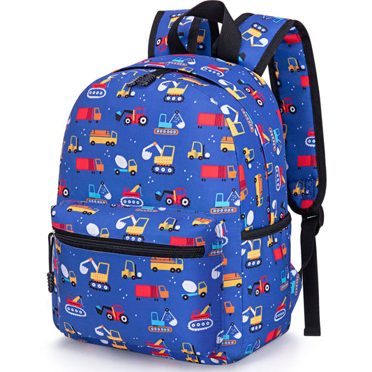 CSD49KDSB0000BU Preschool Backpack For Boys Girls 2-4, Toddler Backpack for School Girls and Boys, Preschool Kindergarten Elementary Daycare Backpack For School & Travel Bookbag, 11" H Kids Backpacks, Dark Blue Cars
