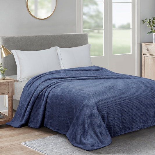Fuzzy Blanket King Size for Decor, Lightweight and Warm Blankets for Office Bedroom Sofa Office Travel, Blue