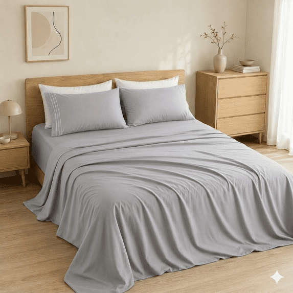 King Size Sheet Set - Breathable & Cooling Bed Sheets, Hotel Luxury Bedding Sheets Set for Sleepers, Soft & Wrinkle Free Sheet, Deep Pockets Up to 16", Light Gray
