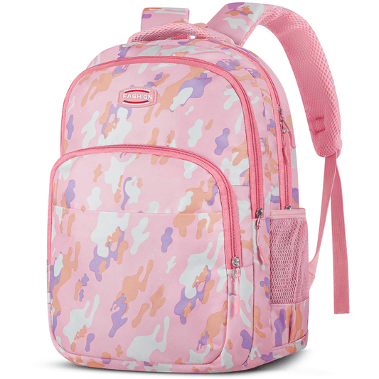 CSD49SBTB0000PK 17" Teen Backpack Travel Bag for Men Women, Book Bag with Front Zip Pocket, Waterproof Lightweight Primary Students Bookbags for Girls Boys Bag Bookbags, Adjustable Padded Mesh Straps