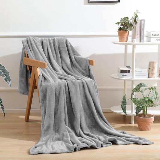 Throw Blanket for Couch, Ultra Soft Throws for Travel Camping Sofa Bed, Lightweight Cozy Bed Blanket for All Seasons, Decor & Giftable Blanket for Women Men, 50x60 inch Gray