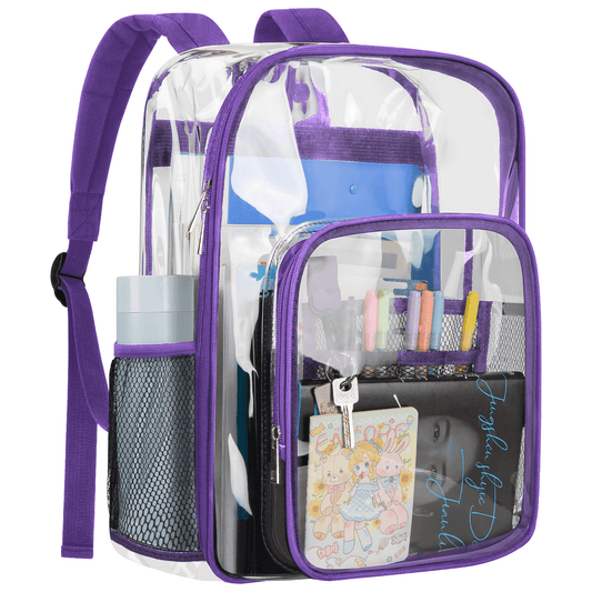CSD46HDCB0000PP Large Transparent Backpack, Clear Backpack Heavy Duty with Water-Resistant PVC Plastic and Ruggedly Shoulder Straps, for Work, Workplace, Stadium, Travel, Security, Festival, College