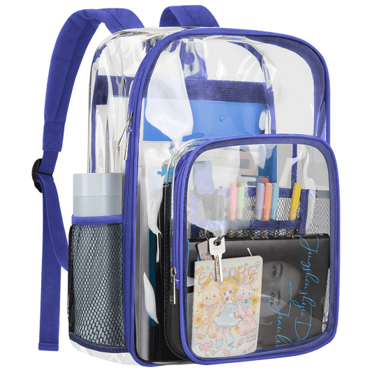 CSD46HDCB0000BU Large Transparent Backpack, Clear Backpack Heavy Duty with Water-Resistant PVC Plastic and Ruggedly Shoulder Straps, for Work, Workplace, Stadium, Travel, Security, Festival, College