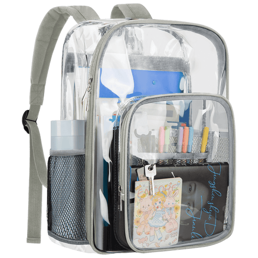 CSD46HDCB0000GY Large Transparent Backpack, Clear Backpack Heavy Duty with Water-Resistant PVC Plastic and Ruggedly Shoulder Straps, for Work, Workplace, Stadium, Travel, Security, Festival, College