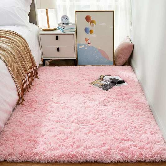 CSD02CSAR0508PK Ultra Soft Rug for Living Room, 5X8 Fluffy Area Rug for Bedroom, Modern Shaggy Carpets Fuzzy Rug for Teens Dorm Bedside Home Decor Aesthetic, Heavy Duty Non Slip, Pink