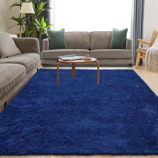 CSD02CSAR0508DBU Ultra Soft Rug for Living Room, 5X8 Fluffy Area Rug for Bedroom, Modern Shaggy Carpets Fuzzy Rug for Teens Dorm Bedside Home Decor Aesthetic, Heavy Duty Non Slip, Blue