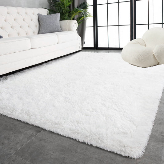 CSD02CSAR0508WH Ultra Soft Rug for Living Room, 5X8 Fluffy Shag Area Rug for Bedroom, Modern Shaggy Carpets Fuzzy Rug for Teens Dorm Bedside Home Decor Aesthetic, Heavy Duty Non Slip