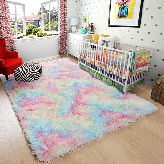CSD02CSAR0609RB Ultra Soft Rug for Living Room, 6X9 Fluffy Area Rug for Bedroom, Modern Shaggy Carpets Fuzzy Rug for Teens Dorm Bedside Home Decor Aesthetic, Heavy Duty Non Slip