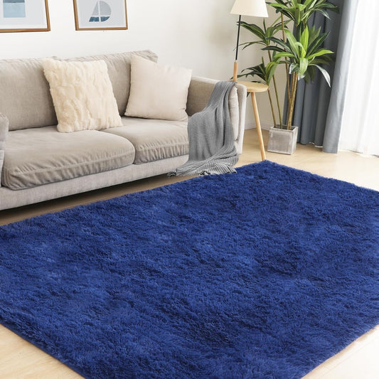 CSD02CSAR0810DBU Ultra Soft Rug for Living Room, 8X10 Fluffy Area Rug for Bedroom, Modern Shaggy Carpets Fuzzy Rug for Teens Dorm Bedside Home Decor Aesthetic, Heavy Duty Non Slip Blue
