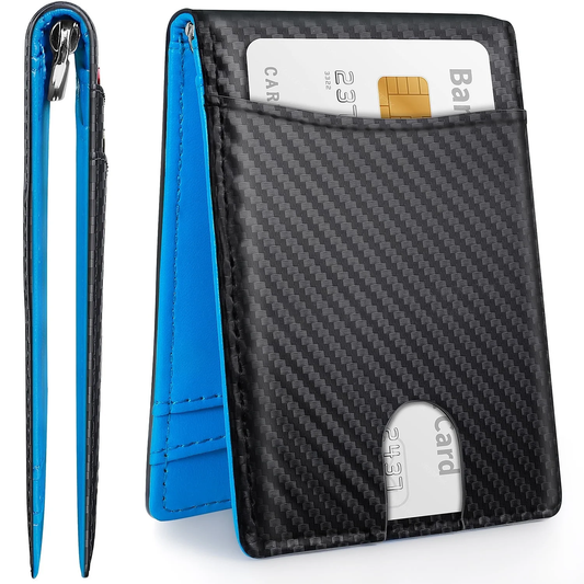 CSD01WFM00Y02BK Wallet for Men, 5 Card Slots &1 ID Window With Money Clip, Minimalist RFID Front Pocket, Slim Front Pocket Wallet, Black