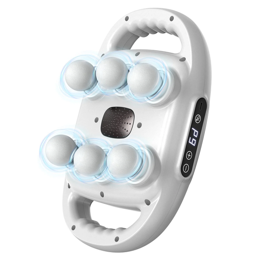CSD01MGNYMK60WH Massage Gun, 6 Heads Deep Tissue Massager, Portable Muscle Massage Gun for Back Neck Muscle Relieve, Quiet Massager Gun 9 Levels Speed Modes, Digital Display 6 Massage Heads Link Drive System, White