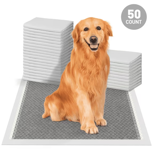 Cshidworld 18"*23" Carbon Odor-Control Dog and Puppy Pee Pads, 50 Count 6-Layer Leak-Proof Puppy Pads, Super Absorbent, Quick-Dry Surface, Potty Training for Dogs Cats, Gray