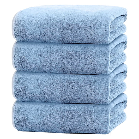 Bath Towels Set of 4, Large 28"x 55" Bath Towels Highly Absorbent & Quick Dry, 100% Microfiber Bath Sheets, Soft Luxurious Towels for Bathroom Spa Hotel Gym, Blue