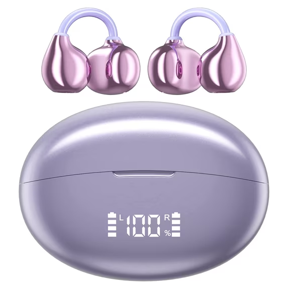 Open Ear Earbuds,Bluetooth 6.0 Wireless Headphones with LED Display,IPX7 Waterproof with 70H Playtime,Light Weight,Clip On Earbuds for Running/Workout