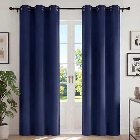Blackout Curtains, 42x84 inch Blackout Curtain Set of 2, Thermal Insulated Window Drapes with Grommets, Noise Reducing & Energy Saving Curtains for Living Room Bedroom,Navy Blue