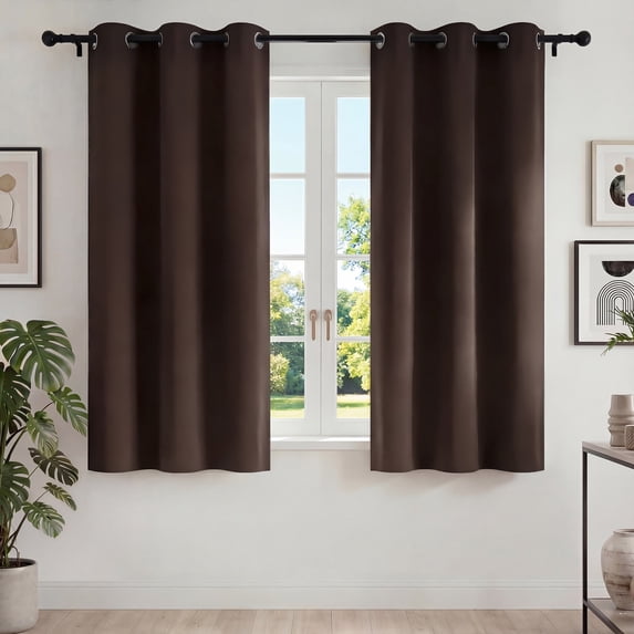 Blackout Curtains, 42x63 inch Blackout Curtain Set of 2, Thermal Insulated Window Drapes with Grommets, Noise Reducing & Energy Saving Curtains for Living Room, Brown