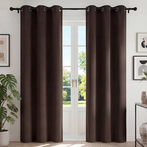 Blackout Curtains, 42x84 inch Blackout Curtains Set of 2, Thermal Insulated Window Drapes with Grommets, Noise Reducing & Energy Saving Curtains for Living Room Bedroom, Brown