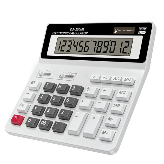 12-Digit Desktop Calculator, Clear Large LCD Display, School Calculators with Dual Power Battery and Solar, Sensitive Big Buttons and Standard Function for School, Office, Home