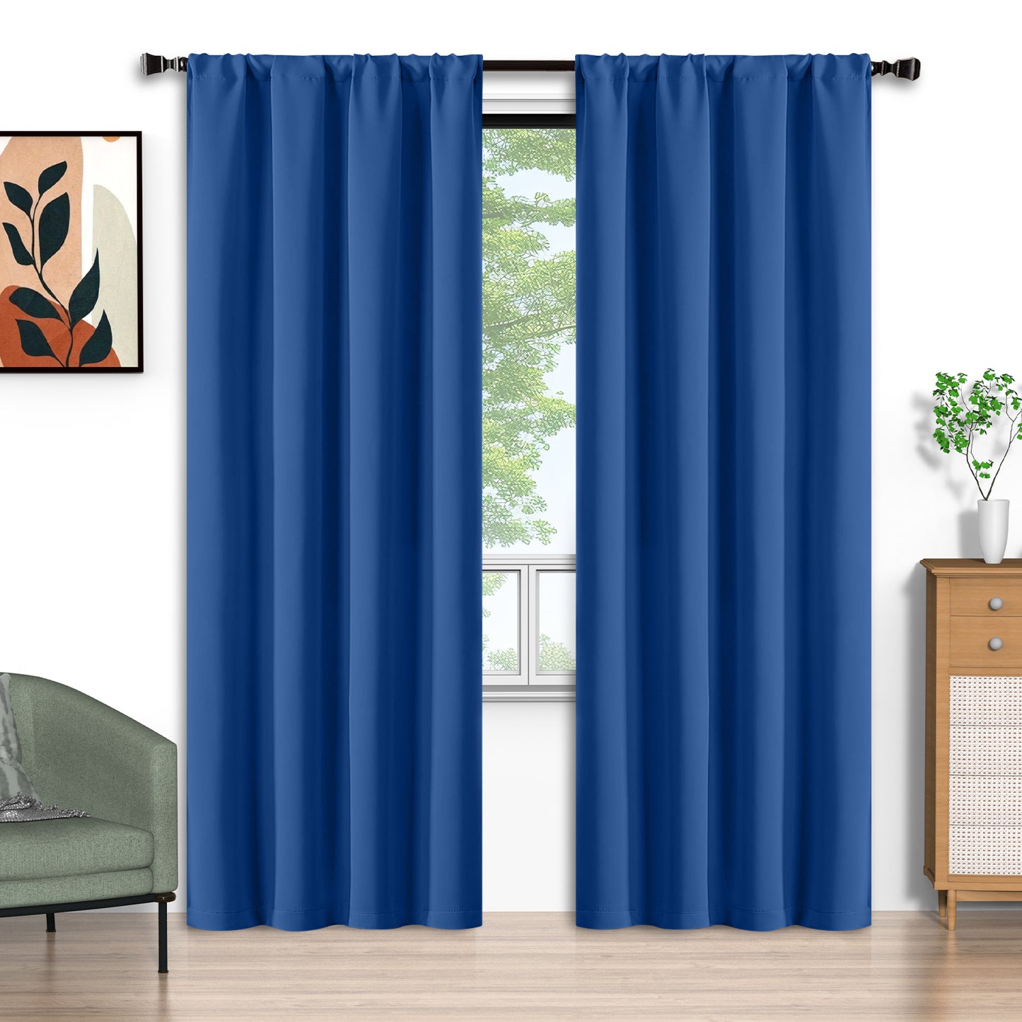 Navy Blue Blackout Curtains 52x96 inch, Rod Pocket Curtains Set of 2 Thermal Insulated, Solid Home Decor Window Drapes for Living Room Bedroom, Privacy Assured&Energy Saving