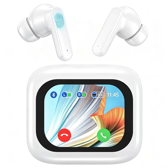 Wireless Earbuds with Touch Screen,60H Playtime IPX7 Waterproof,Bluetooth 5.4 with ENC&ANC Noise Cancelling,Hi-Fi Stereo Bass,7 EQ Modes for iOS Android
