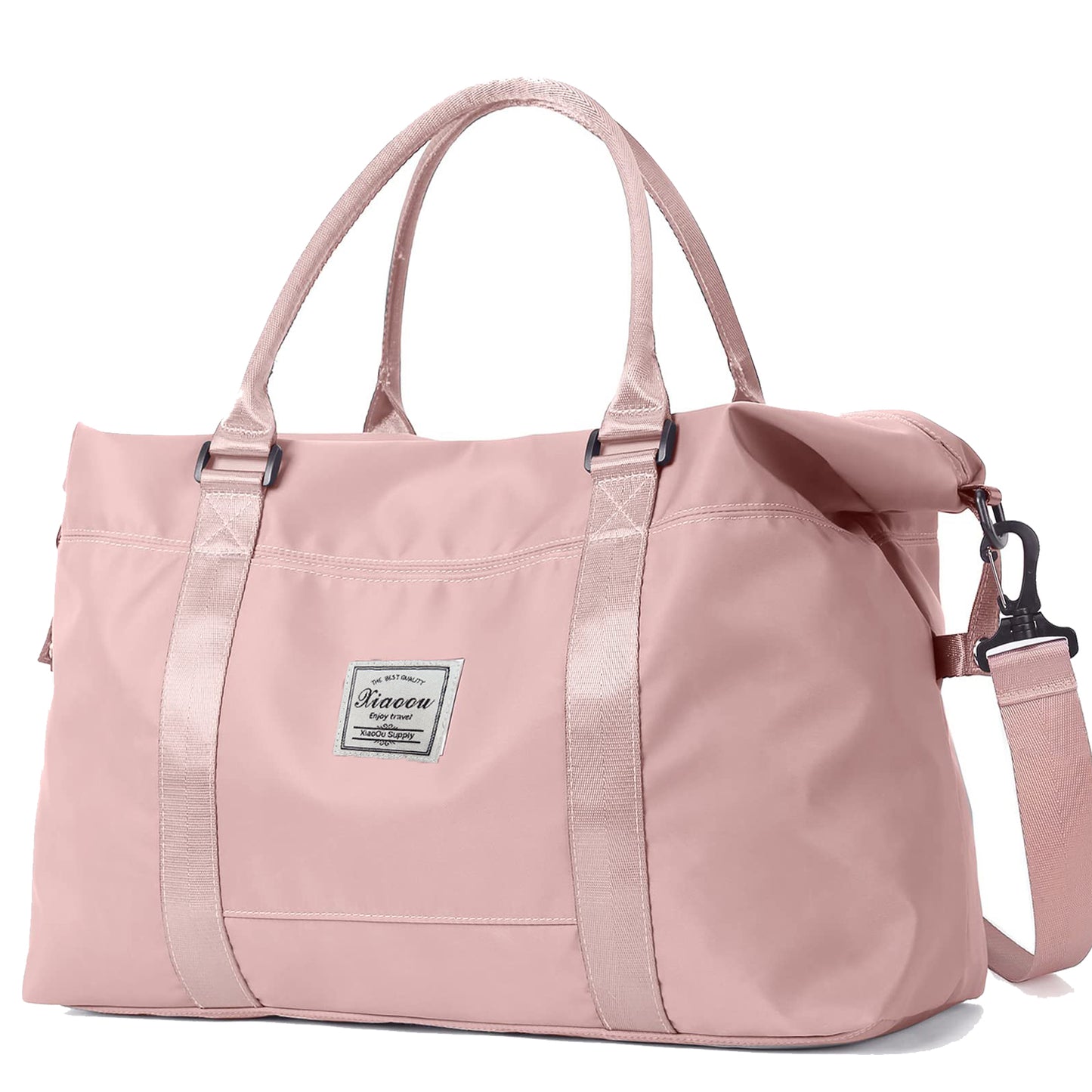 CSD01TDGB000PNK 37L Travel Duffel Bag, Tote Gym Bag, Shuolder Weekender Overnight Bag for women, Carry on Bag with Wet Dry Pocket/Front Phone Pocket/Trolley Sleeve Pocket for Travel, Airline Approved, Pink