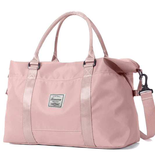 CSD01TDGB000PNK 37L Travel Duffel Bag, Tote Gym Bag, Shuolder Weekender Overnight Bag for women, Carry on Bag with Wet Dry Pocket/Front Phone Pocket/Trolley Sleeve Pocket for Travel, Airline Approved, Pink