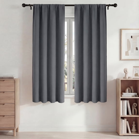 Blackout Curtains, 42x63in Blackout Curtains Set of 2, Room Darkening Rod Pocket Drapes for Bedroom Living Room, Thermal Insulated & Noise Reduction Window Curtains, Gray