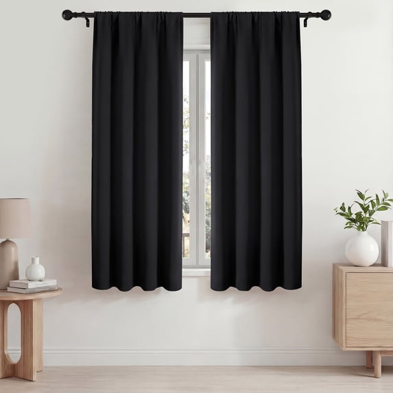 Blackout Curtains,42x63 in Blackout Curtains Set of 2, Room Darkening Rod Pocket Drapes for Living Room Bedroom, Noise Reduction & Thermal Insulated