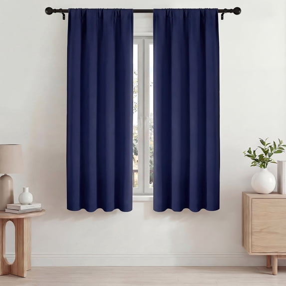 Blackout Curtains, 42x63 in Blackout Curtains Set of 2, Room Darkening Rod Pocket Drapes for Living Room Bedroom, Noise Reduction&Thermal Insulated,Navy Blue