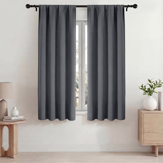 Blackout Curtains, 42x63 in Blackout Curtains Set of 2, Room Darkening Rod Pocket Drapes for Living Room Bedroom, Noise Reduction & Thermal Insulated, Gray