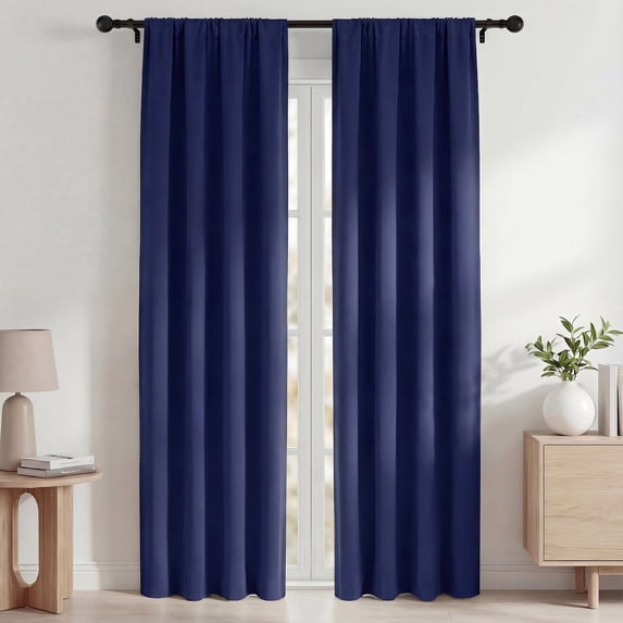 Blackout Curtains, 42x84 in Blackout Curtains Set of 2, Thermal Insulated Room Darkening Rod Pocket Drapes for Living Room Bedroom, Navy Blue