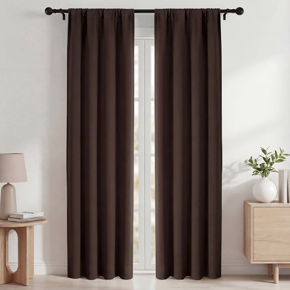 Blackout Curtains,42x84 in Blackout Curtains Set of 2, Room Darkening Rod Pocket Drapes for Living Room Bedroom, Noise Reduction & Thermal Insulated, Brown