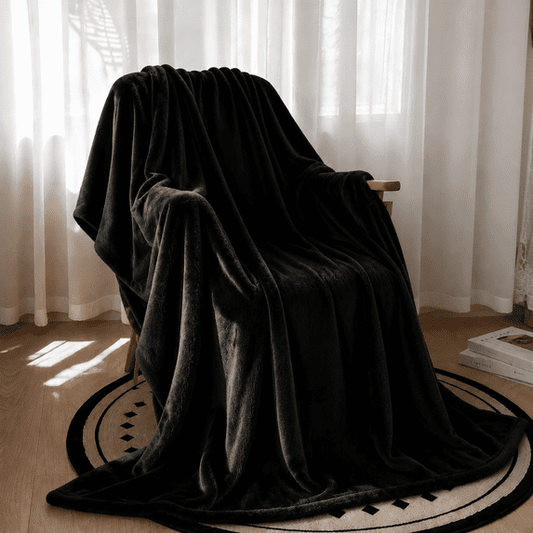 Throw Blanket, Spring Summer Throws for Air-conditioned Room Snap, Lightweight Reversible Black Blankets for Couch Sofa, Cozy Throws for Office Travel Camping & Home Decor