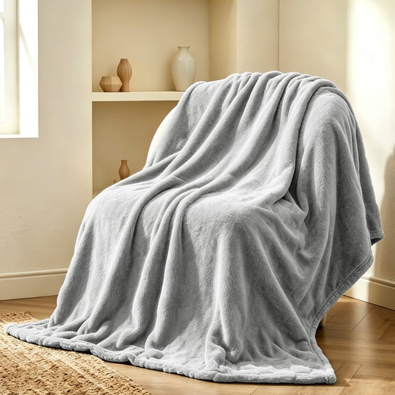 Twin Size Throw Blanket, 60x80 inch Blankets for Sofa Couch, Soft & Warm Blankets and Throws for Bedroom Office Travel Camping Decor, Gray